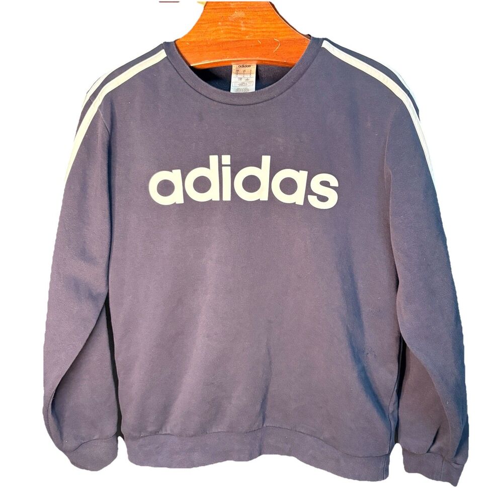 Adidas 3-Stripe Logo Sweatshirt Mens L Black White Classic Athletic